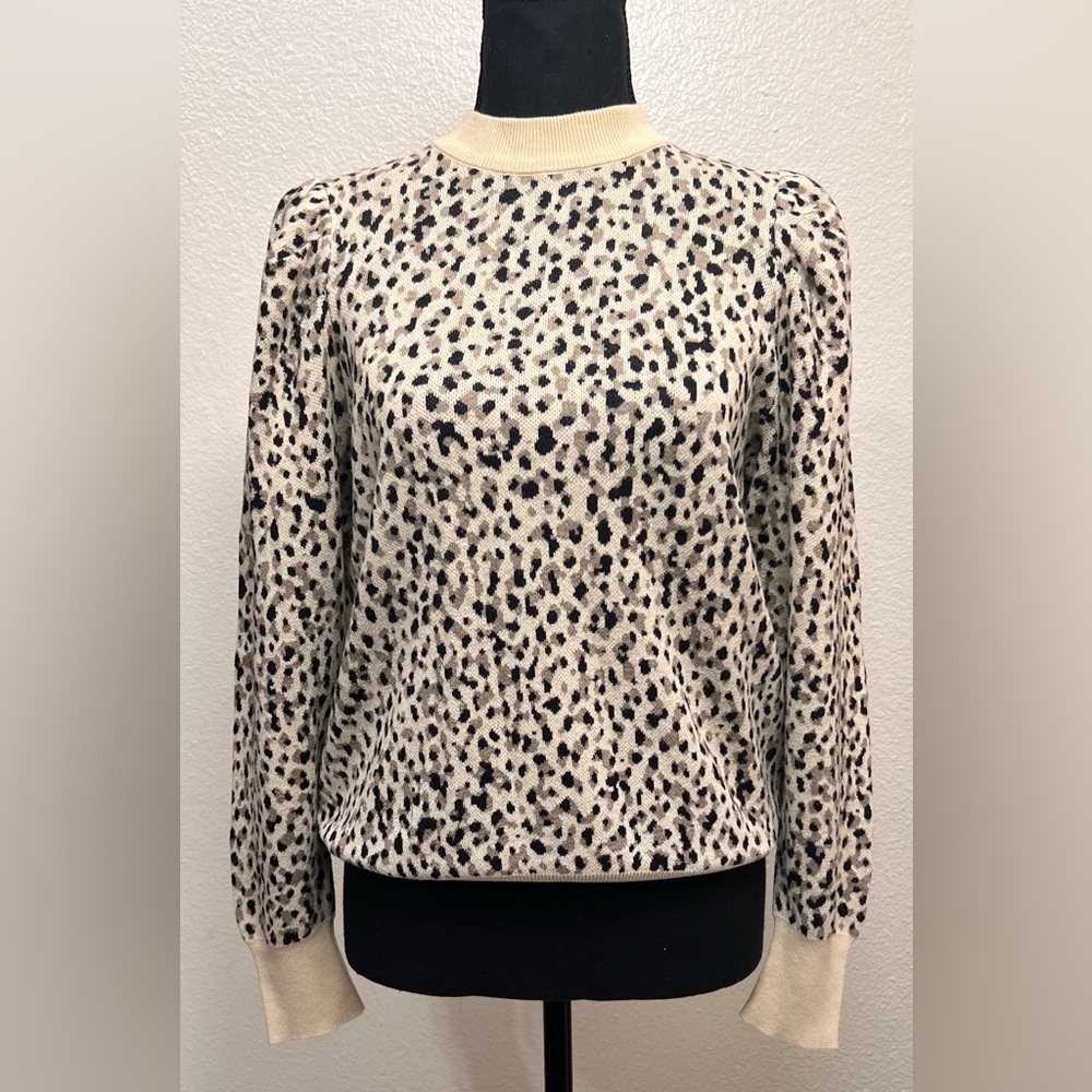 NWOT Who What Wear Women’s Tan Animal Print Mock Turtleneck Sweater Size S